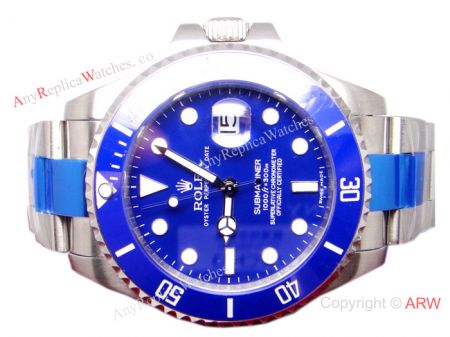 Upgraded Version Extra Large Blue dial blue ceramic bezel Replica Rolex Submariner Watch 42mm